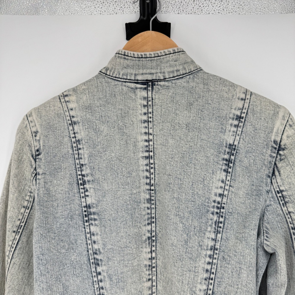 Allen B Acid Wash Military Denim Jacket L Frog Closure Y2K Steampunk Victorian - Picture 5 of 13